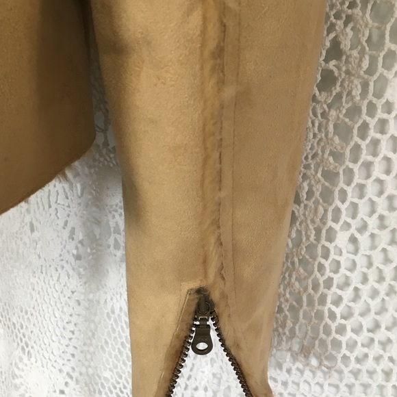 Faux Suede Sherpa Truckers Jacket Washable Sz L - Picture 3 of 8